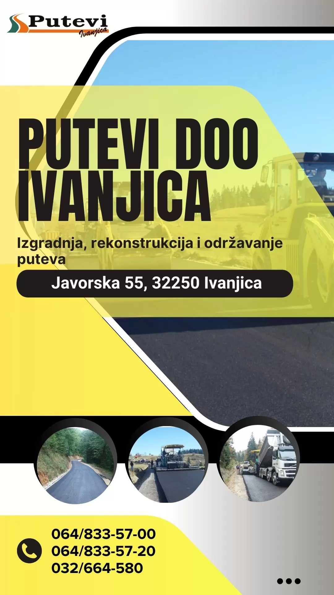 Izgradnja, rekonstrukcija i održavanje puteva Putevi doo Ivanjica