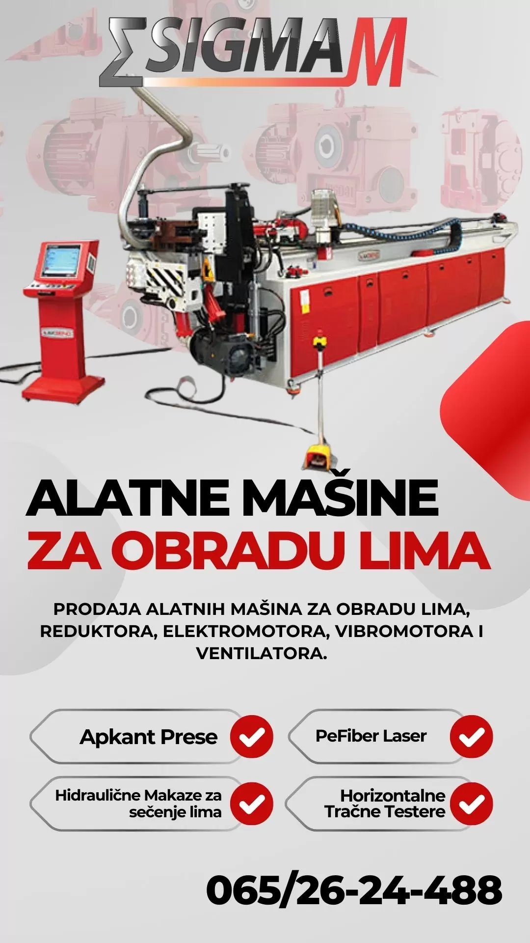 Prodaja alatnih mašina za obradu lima Sigma M doo