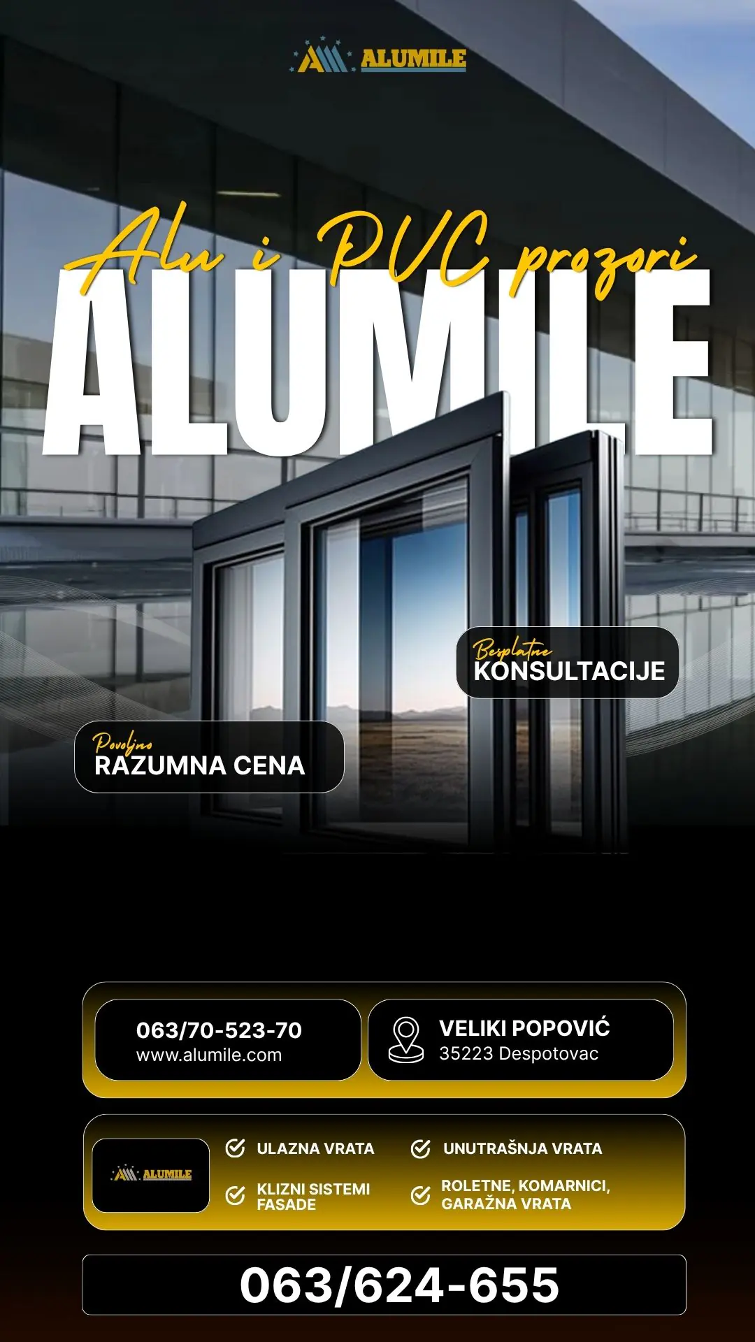 Izrada aluminijumske stolarije Despotovac Alumile doo