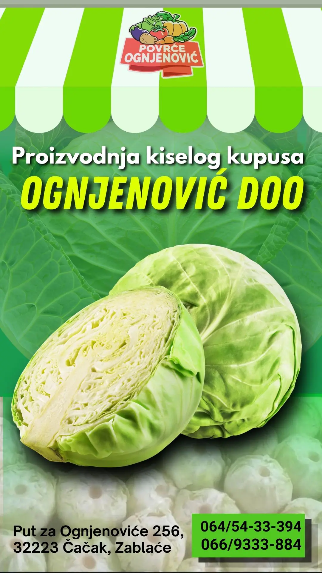 Proizvodnja kiselog kupusa Povrće Ognjenović doo Zablaće