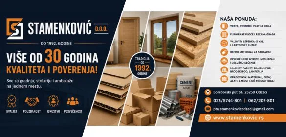 Sve za gradnju, stolariju i ambalažu na jednom mestu Stamenković doo Odžaci