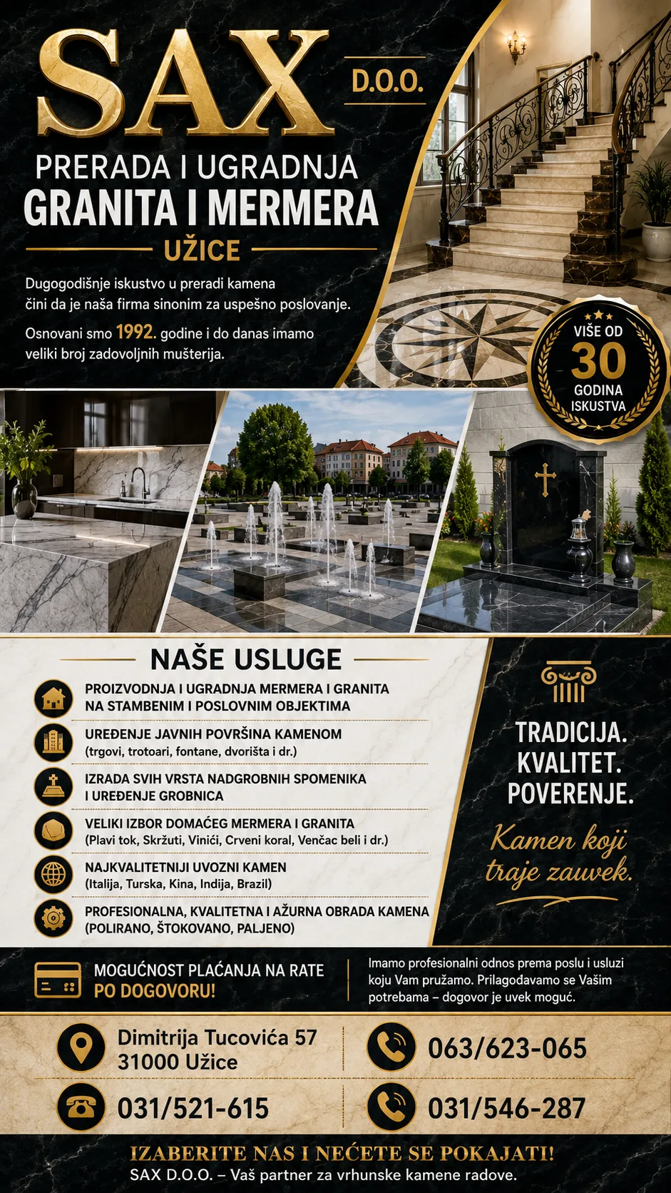 SAX doo prerada i ugradnja granita i mermera Užice