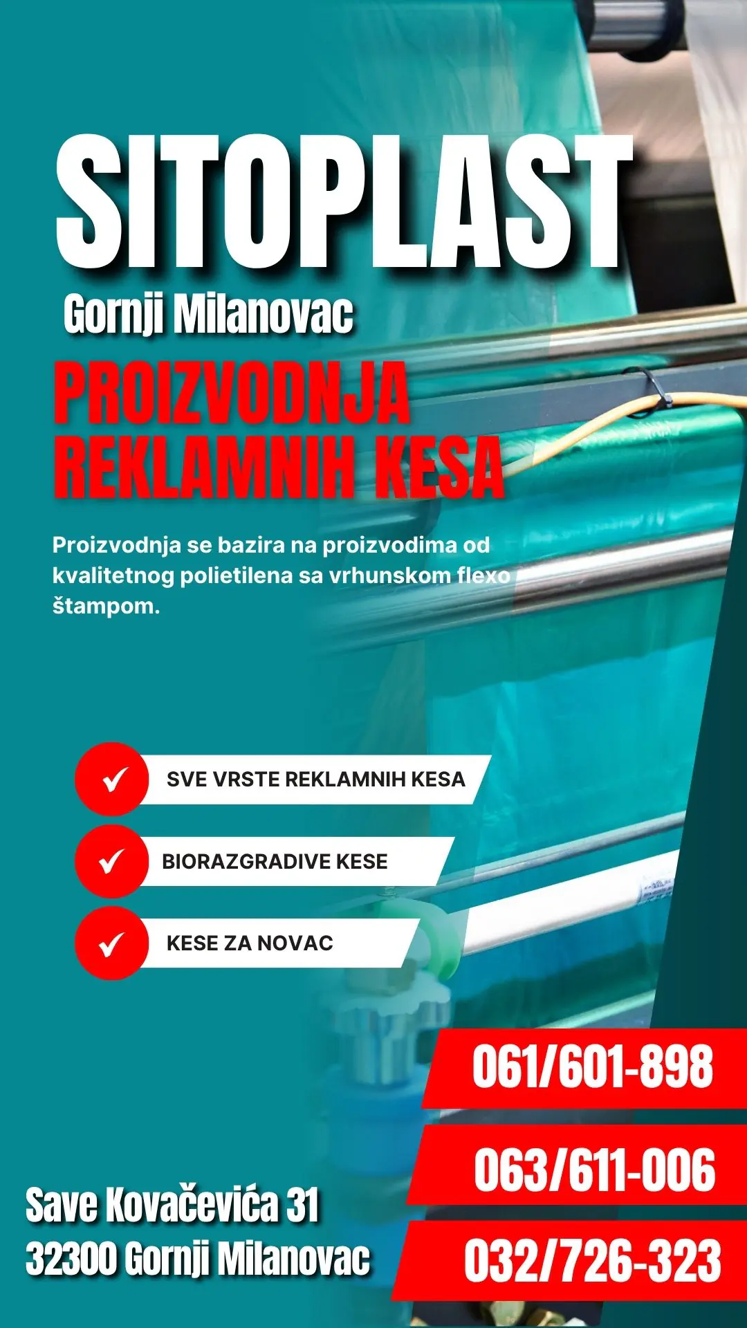 Proizvodnja reklamnih kesa Gornji Milanovac Sitoplast