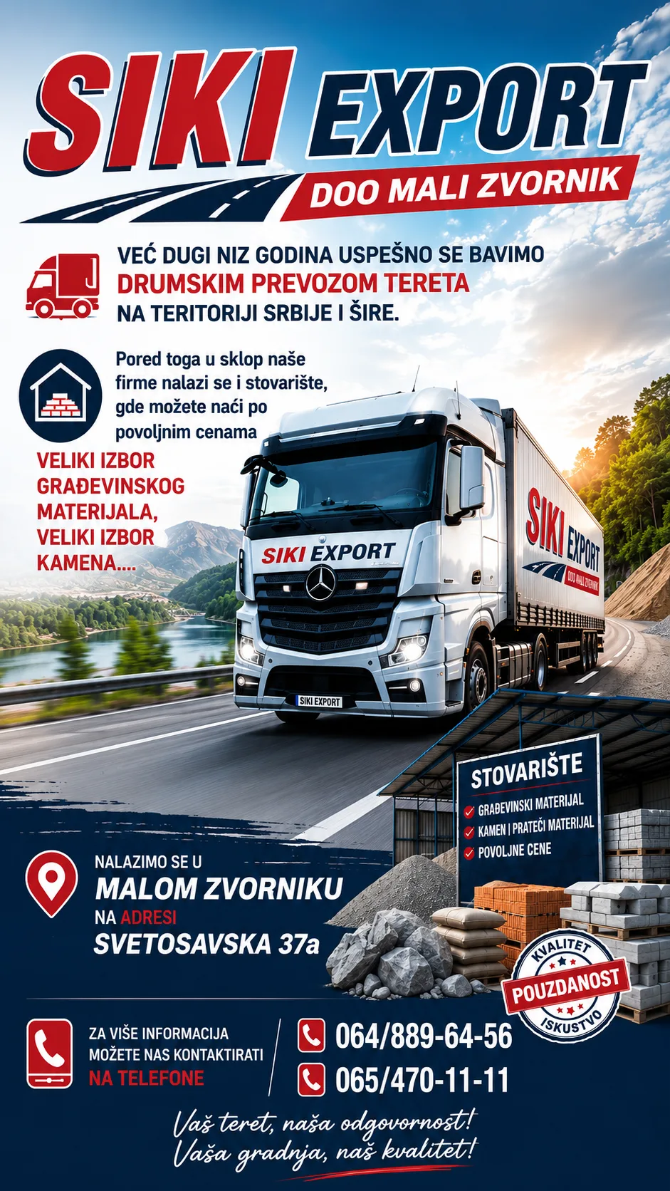 Transport tereta i stovarište Mali Zvornik Siki Export doo