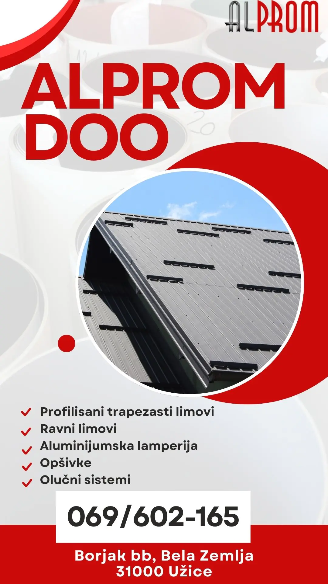 Profilisani limovi i aluminijumska stolarija Alprom doo Užice