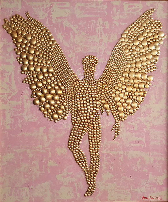 Dusko Trifunovic - Golden Angel - Tehnics - Metal, rivets, gold plate, oil on canvas - 120cm x 100 cm - Price - 15.000€