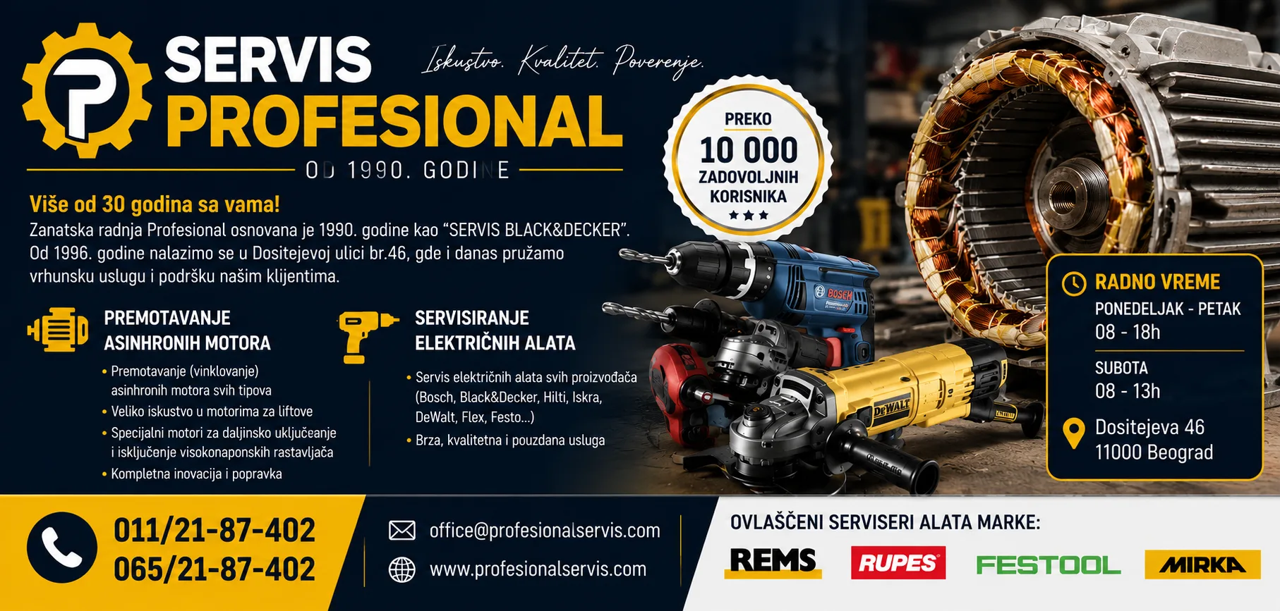Servis Profesional popravka električnih alata i motora Beograd