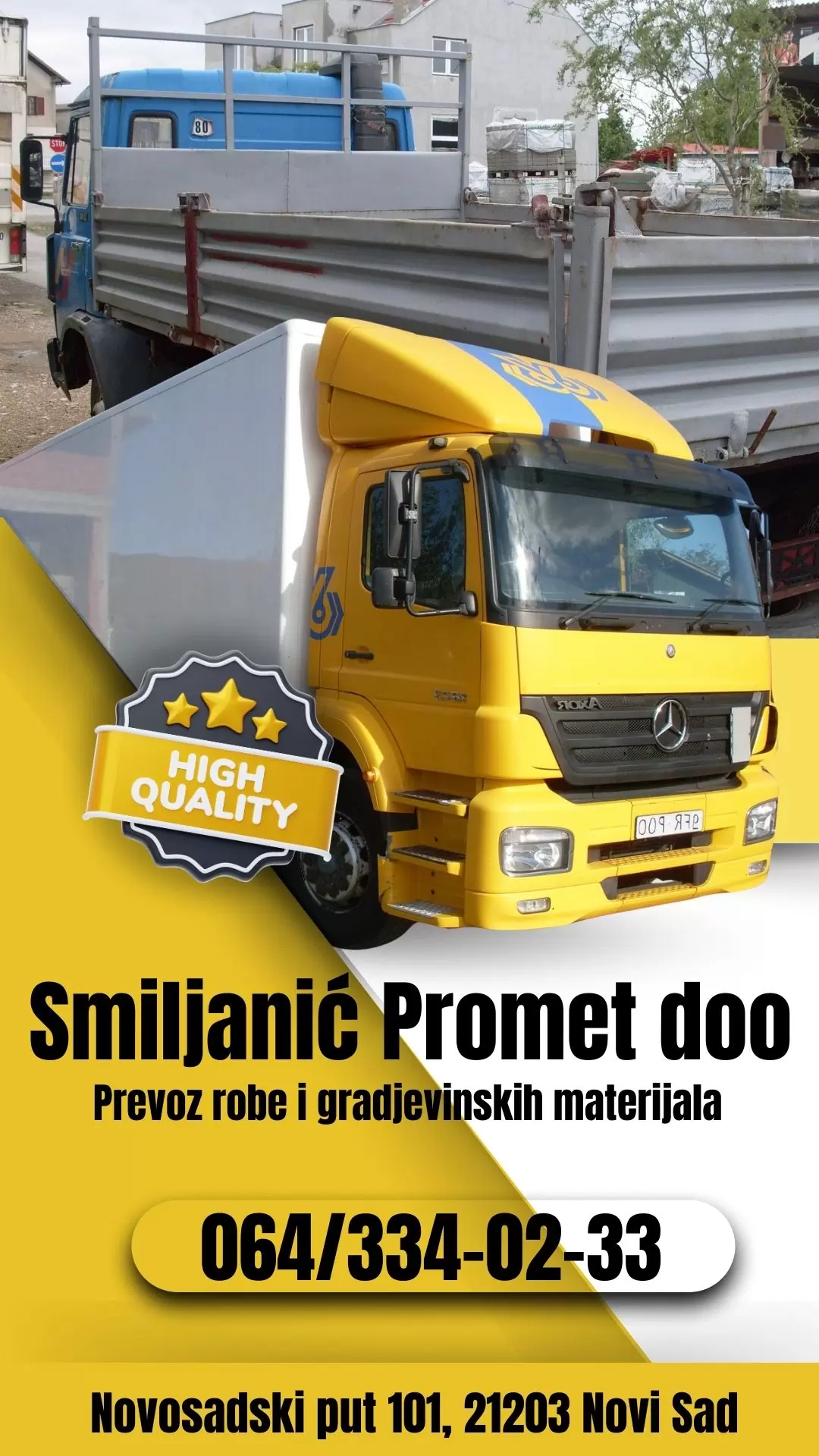 Prevoz robe i gradjevinski materijala Smiljanić Promet doo