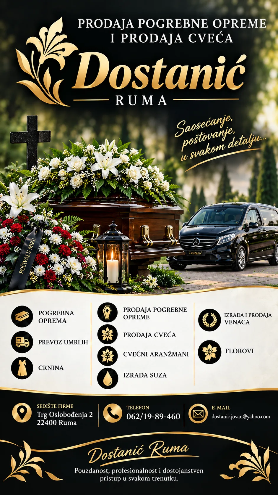 Prodaja pogrebne opreme i prodaja cveća Dostanić Ruma