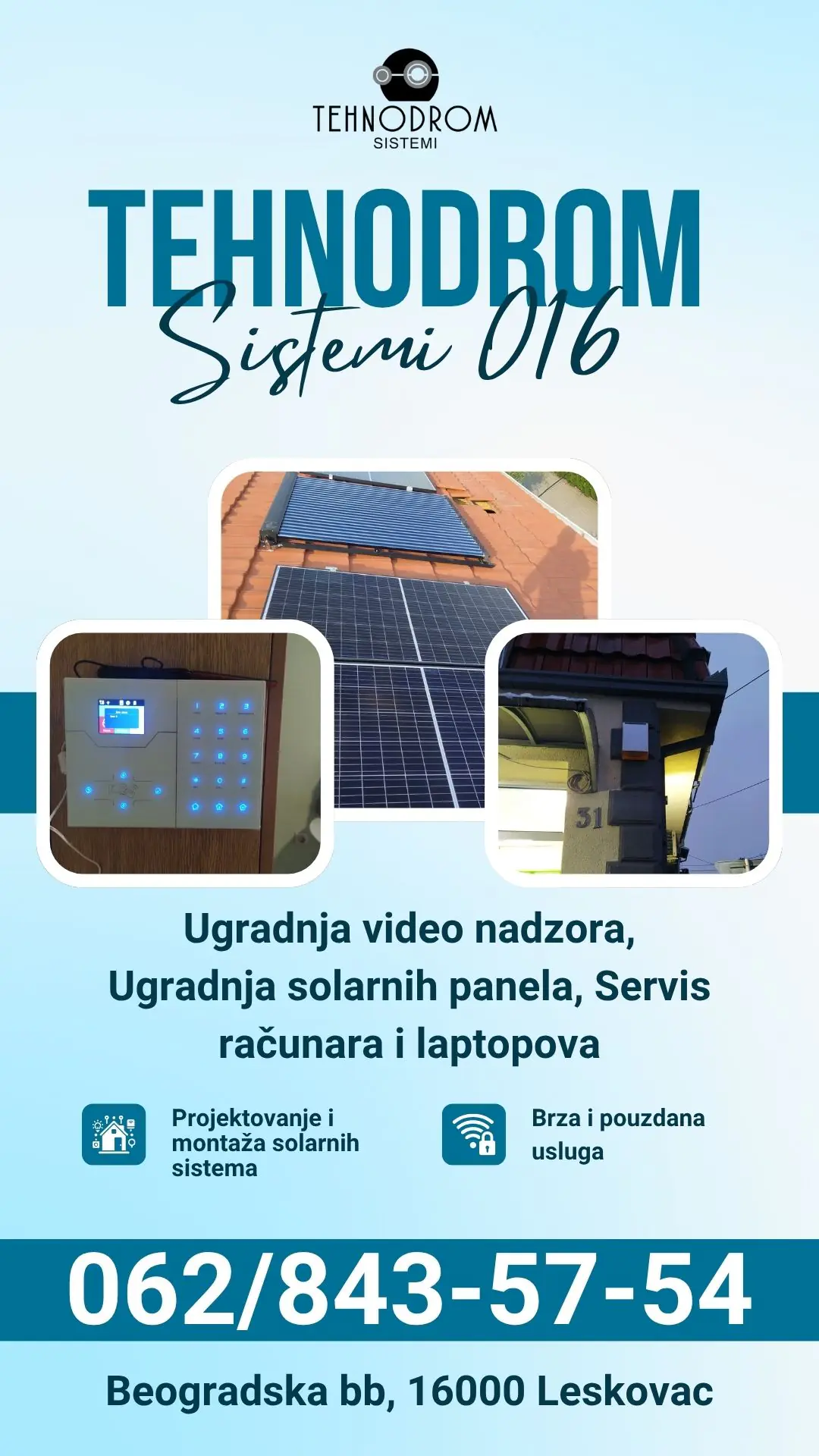 Ugradnja solarnih panela, video nadzora i alarma Tehnodrom Sistemi 016