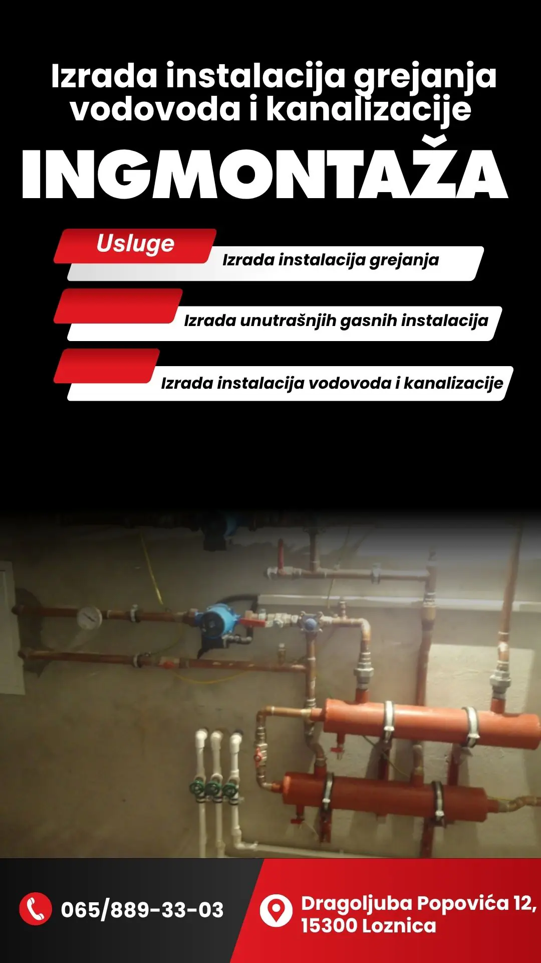 Izrada instalacija grejanja vodovoda i kanalizacije Ingmontaža Loznica