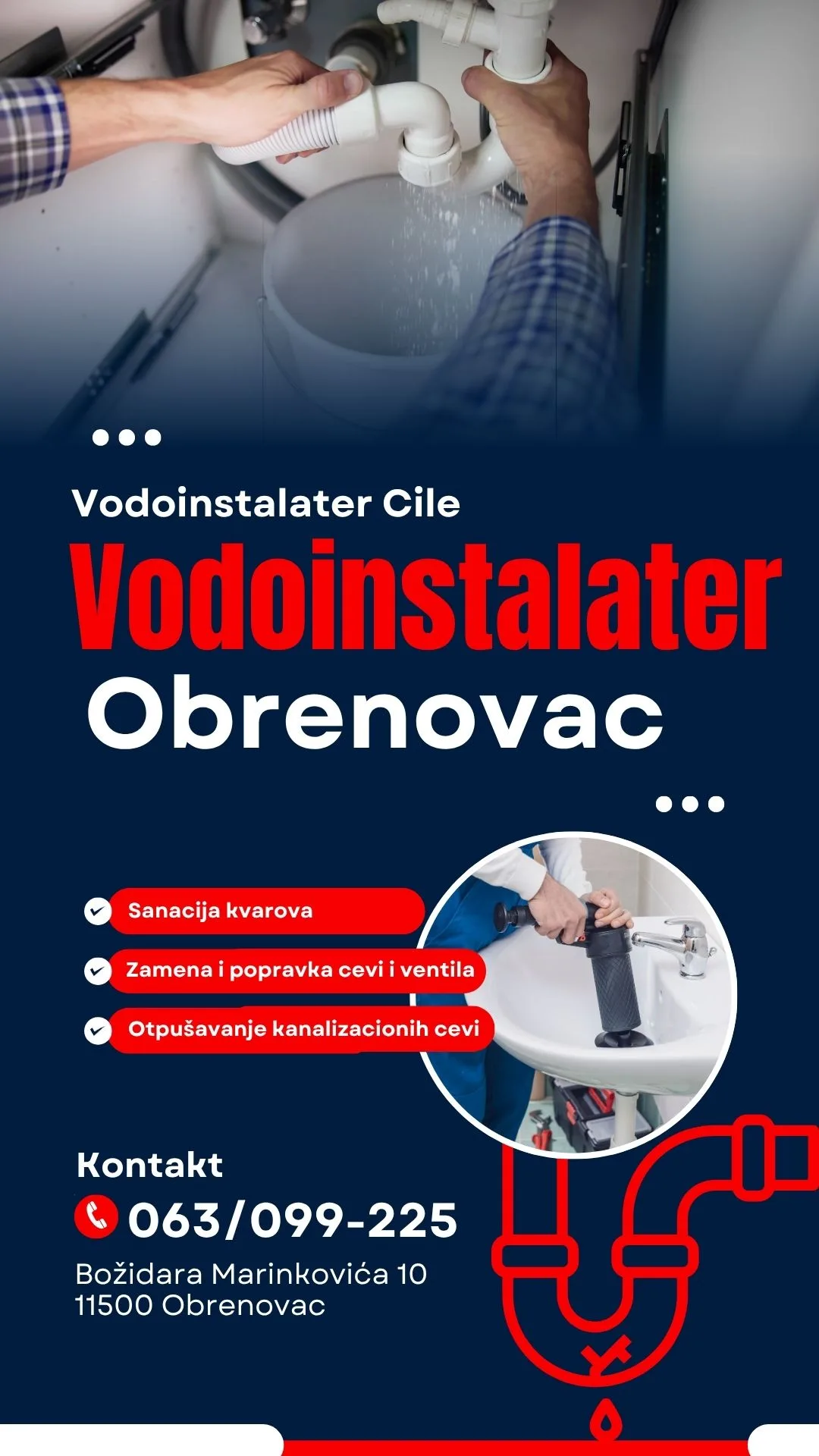 Vodoinstalater Cile Obrenovac