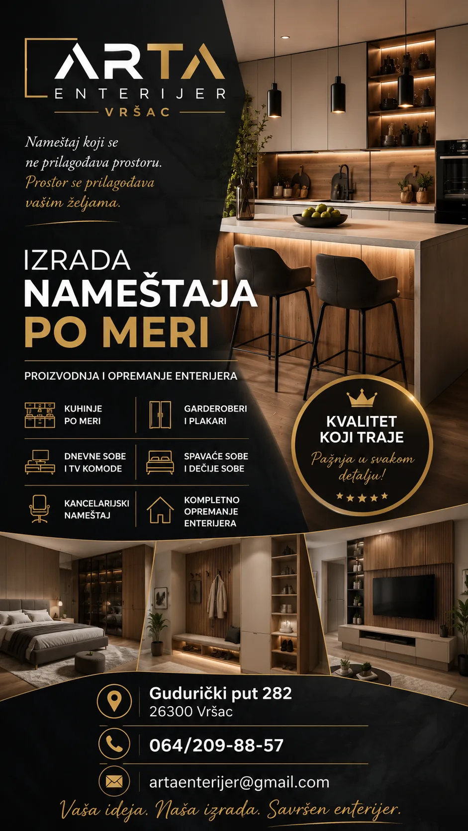 Izrada nameštaja po meri Vršac Arta Enterijer