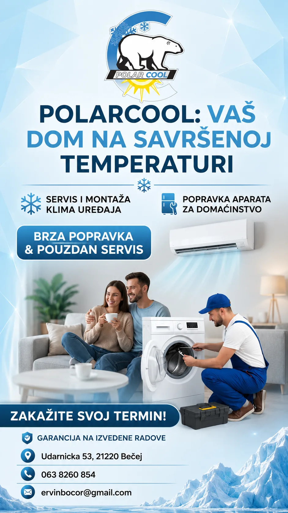Popravka aparata za domaćinstvo, servis i montaža klima uređaja Polarcool