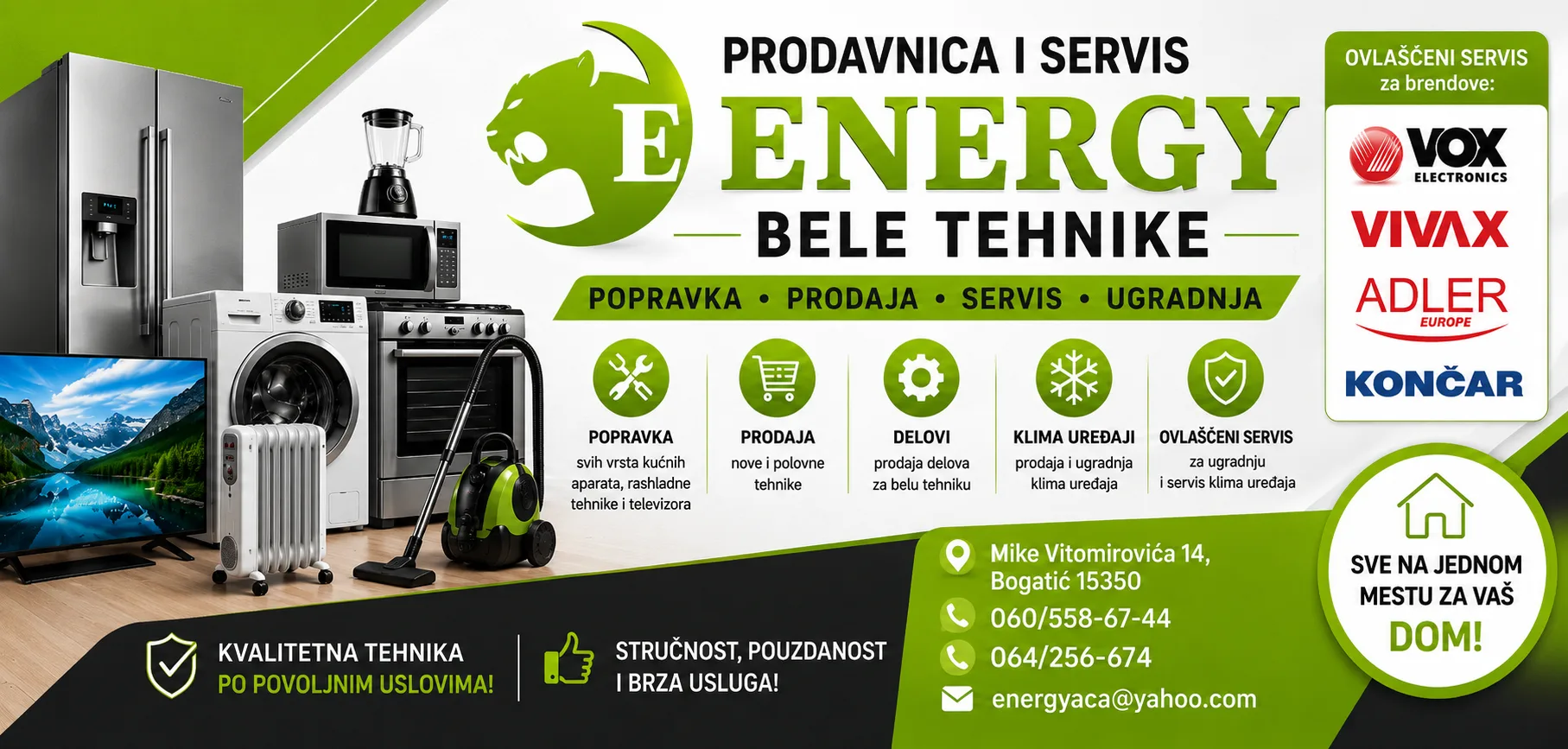 Servis i prodaja bele tehnike Bogatić Energy szktr