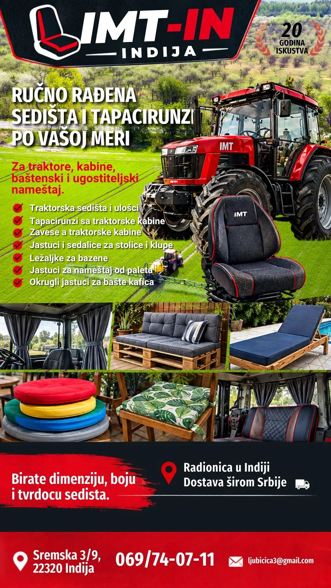 Izrada sedalice za sedišta stolice i traktorske kabine IMT-IN Inđija